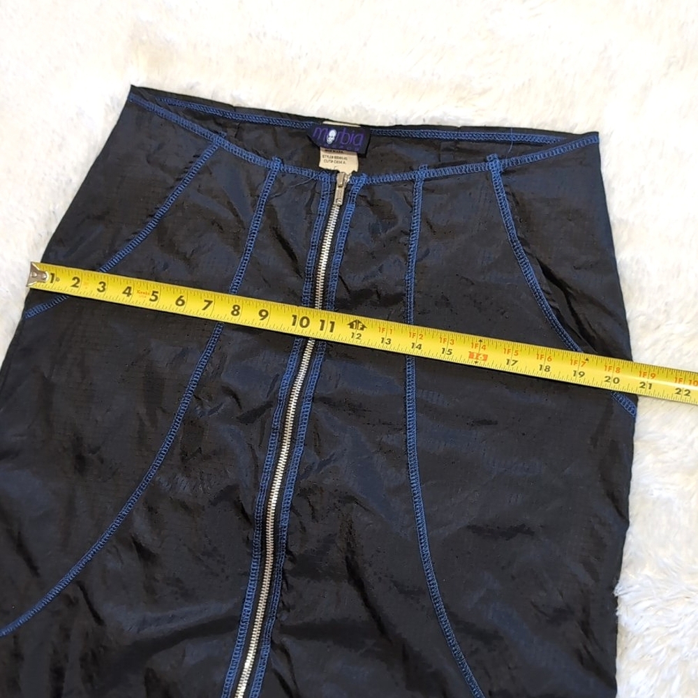 1999 Vintage Morbid Threads 100% Nylon Black & Blue Zip Front Skirt XL - Picture 13 of 15